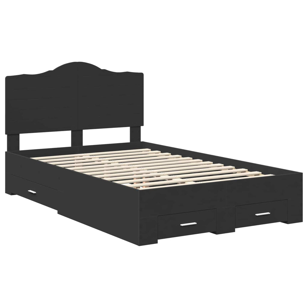 vidaXL Ramka łóżka Czarny 135 x 190 cm Materiał drewnopochodny