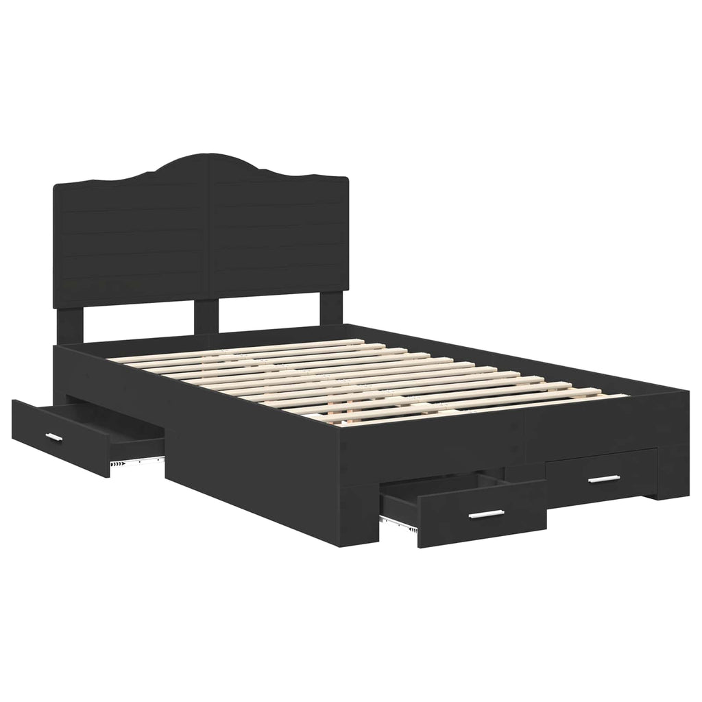 vidaXL Ramka łóżka Czarny 135 x 190 cm Materiał drewnopochodny