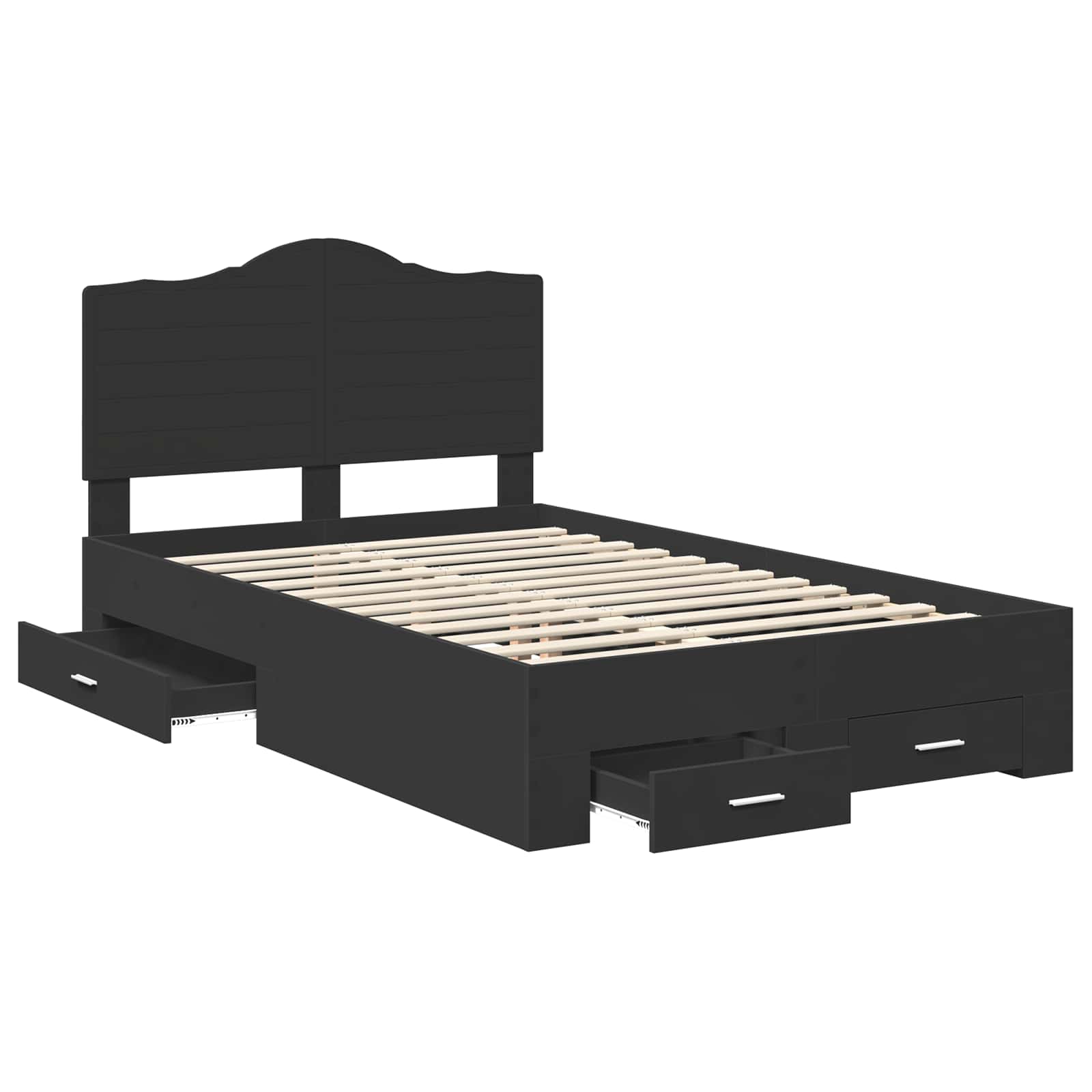 vidaXL Ramka łóżka Czarny 135 x 190 cm Materiał drewnopochodny