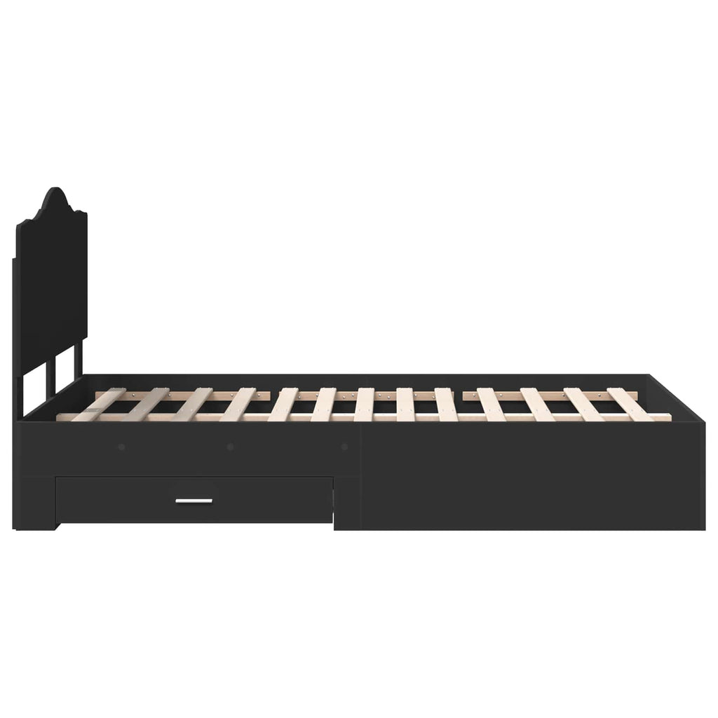 vidaXL Ramka łóżka Czarny 135 x 190 cm Materiał drewnopochodny