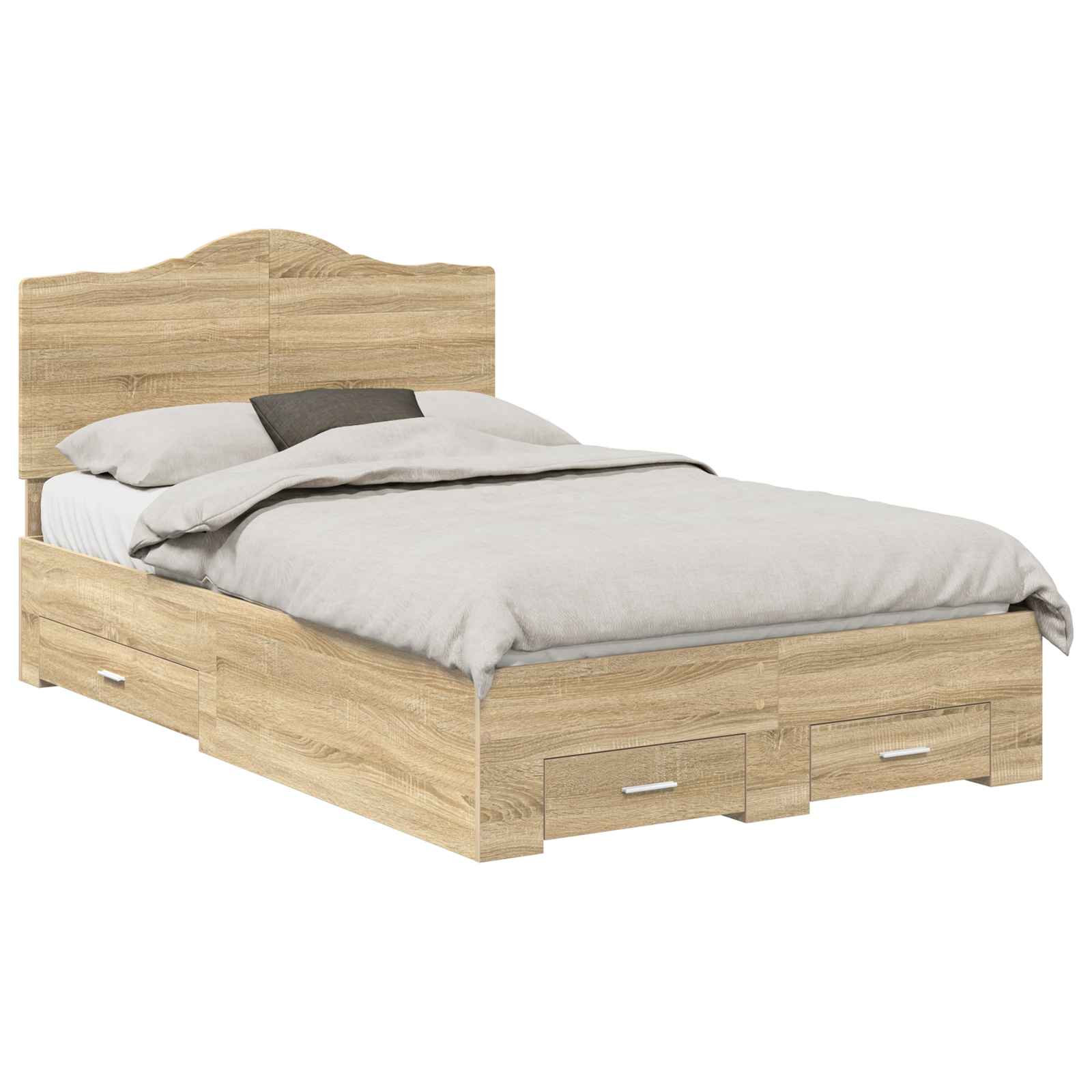 vidaXL Ramka łóżka Dąb Sonoma 135 x 190 cm Materiał drewnopochodny
