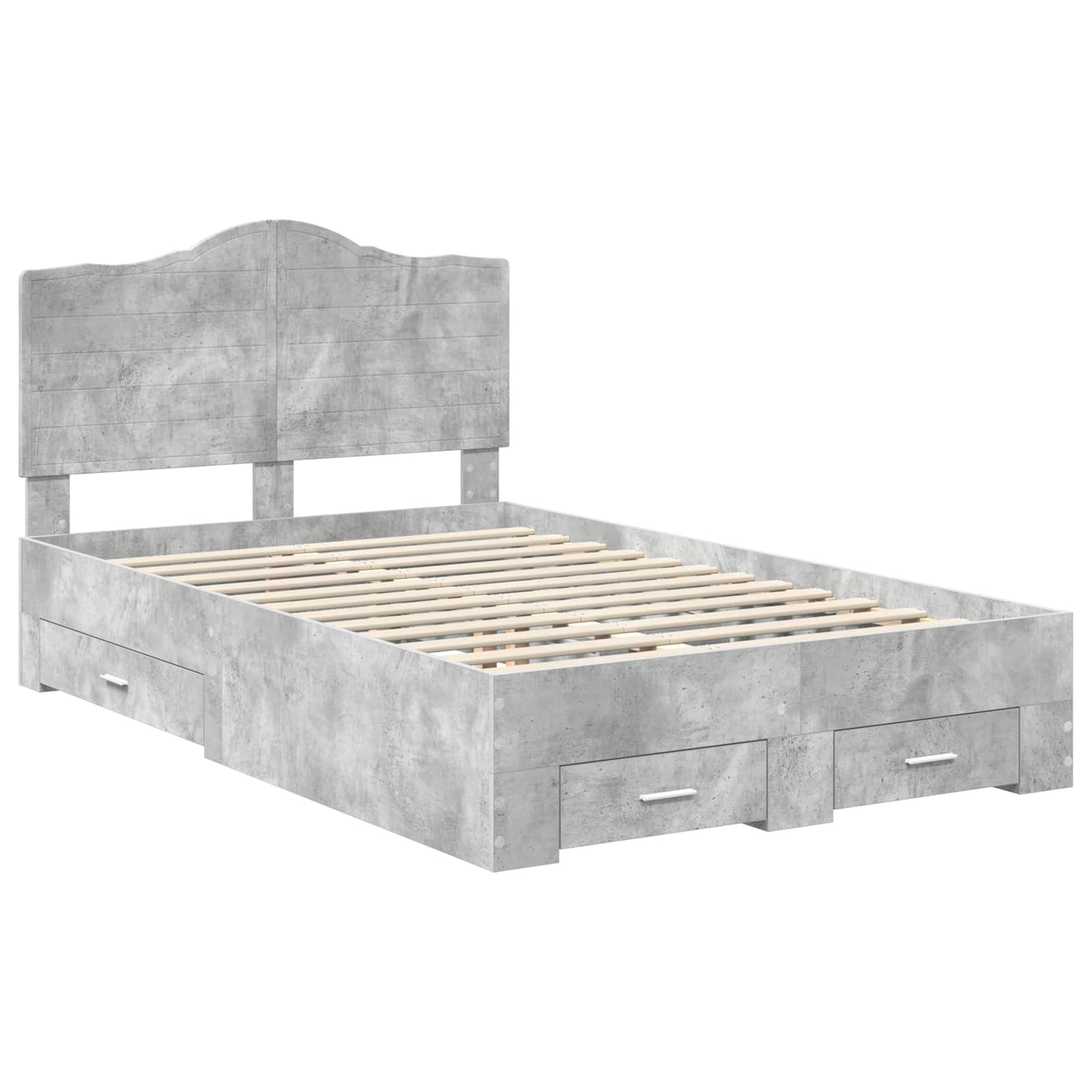 vidaXL Ramka łóżka Betonowy szary 135 x 190 cm Materiał drewnopochodny