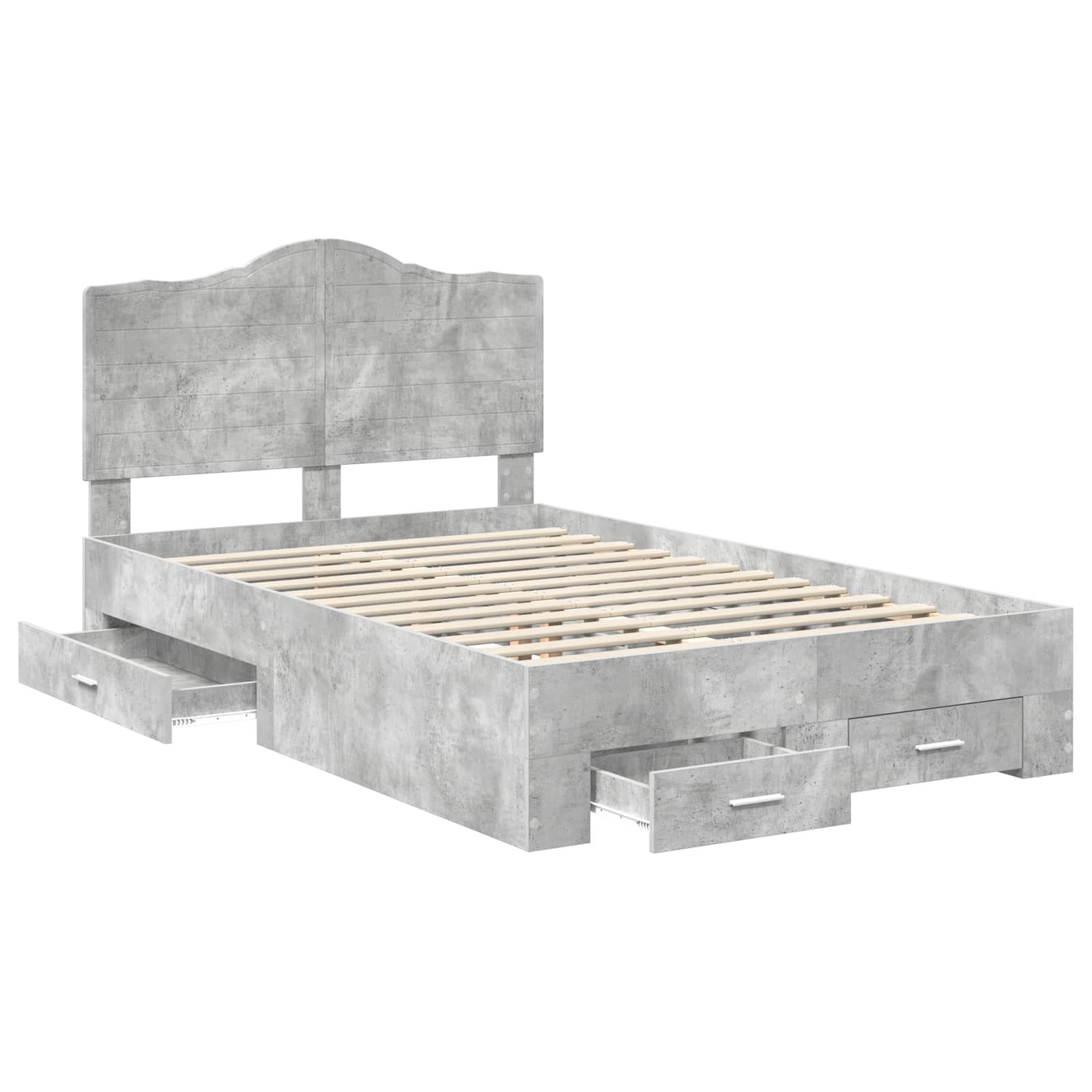 vidaXL Ramka łóżka Betonowy szary 135 x 190 cm Materiał drewnopochodny