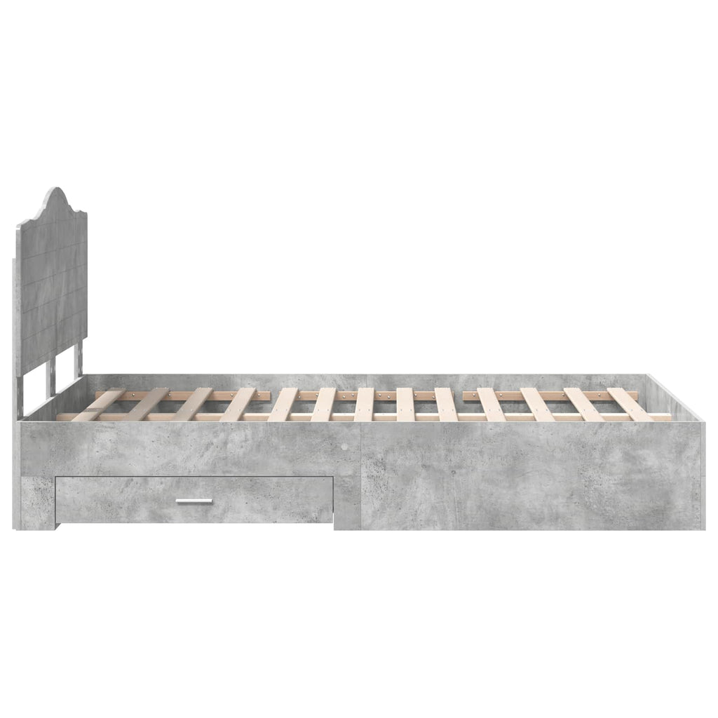 vidaXL Ramka łóżka Betonowy szary 135 x 190 cm Materiał drewnopochodny
