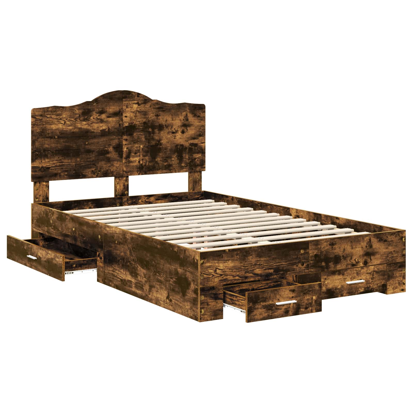 vidaXL Ramka łóżka Dąb wędzony 135 x 190 cm Materiał drewnopochodny