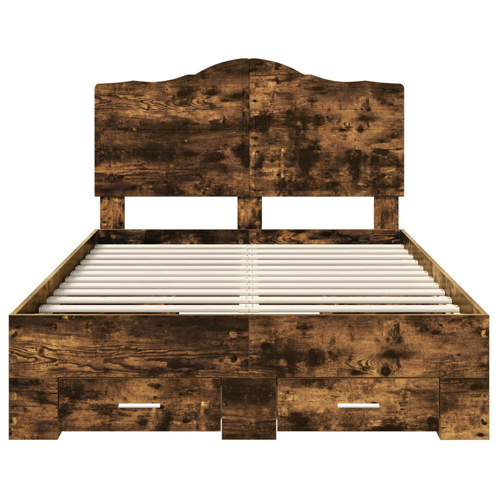 vidaXL Ramka łóżka Dąb wędzony 135 x 190 cm Materiał drewnopochodny