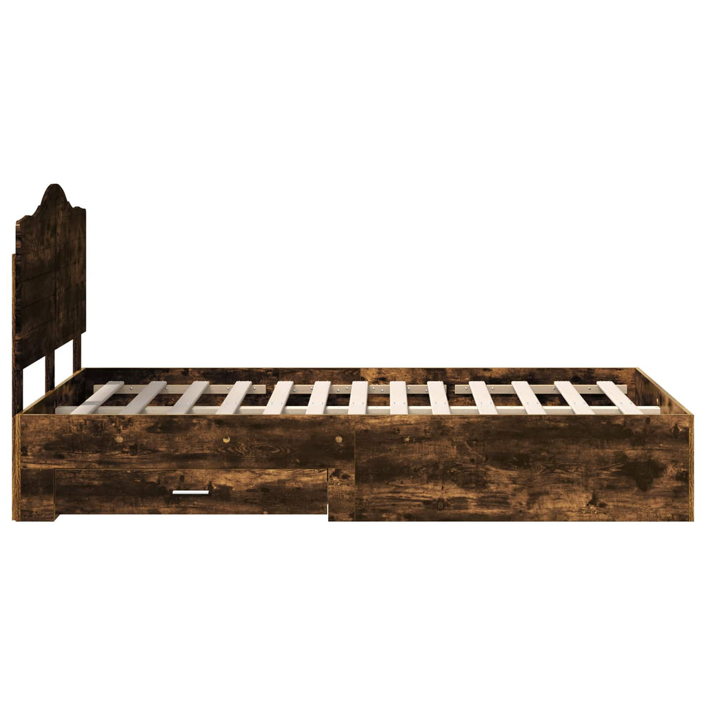 vidaXL Ramka łóżka Dąb wędzony 135 x 190 cm Materiał drewnopochodny