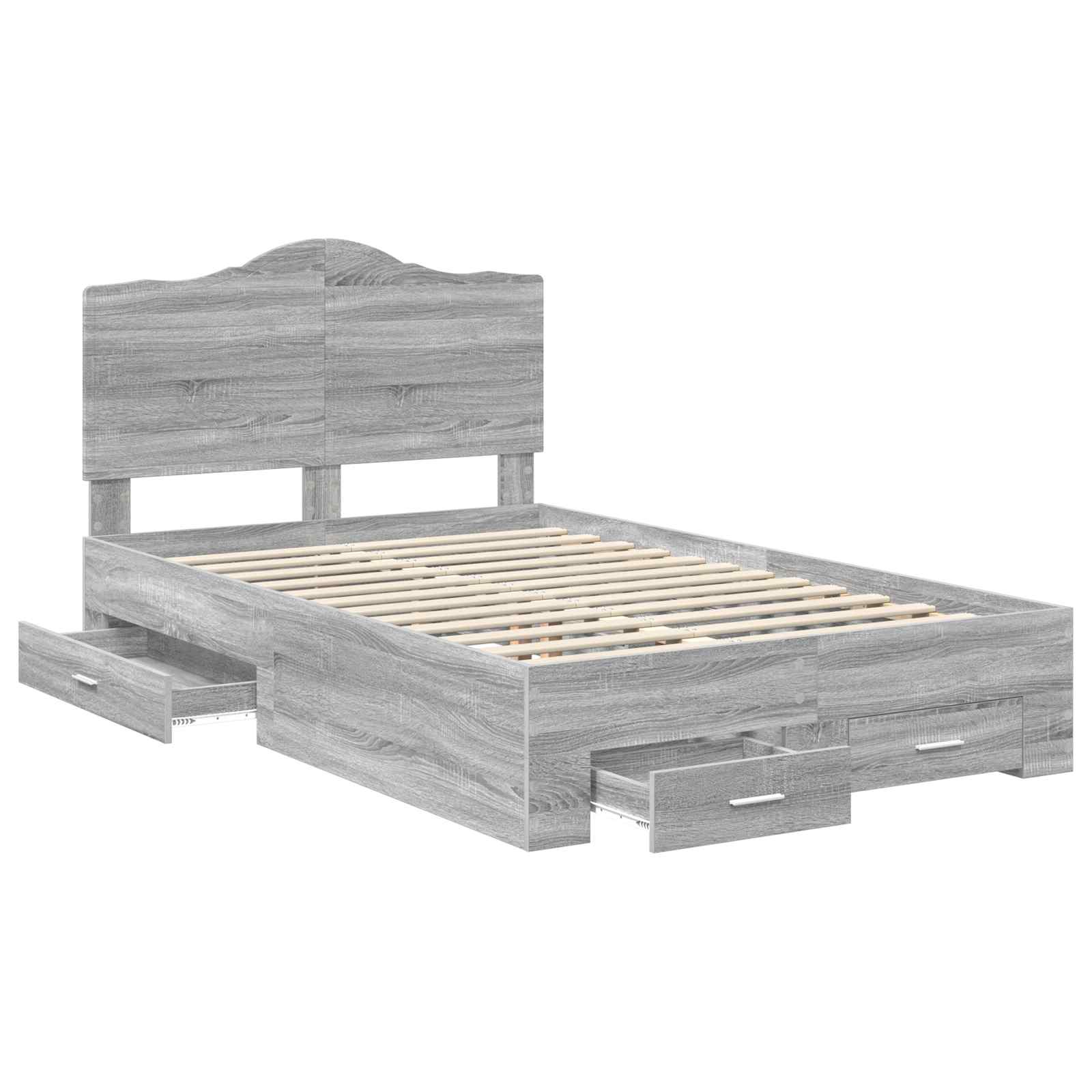 vidaXL Ramka łóżka Szary Sonoma 135 x 190 cm Materiał drewnopochodny