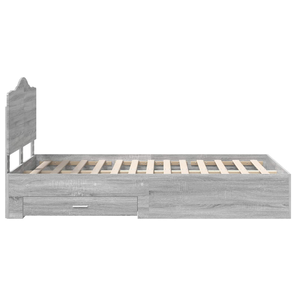 vidaXL Ramka łóżka Szary Sonoma 135 x 190 cm Materiał drewnopochodny