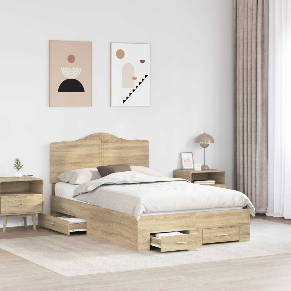 vidaXL Ramka łóżka Dąb Sonoma 120 x 200 cm Materiał drewnopochodny