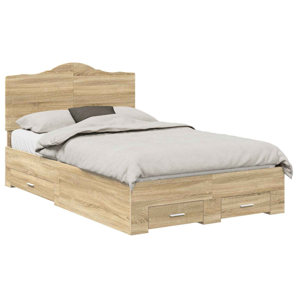 vidaXL Ramka łóżka Dąb Sonoma 120 x 200 cm Materiał drewnopochodny