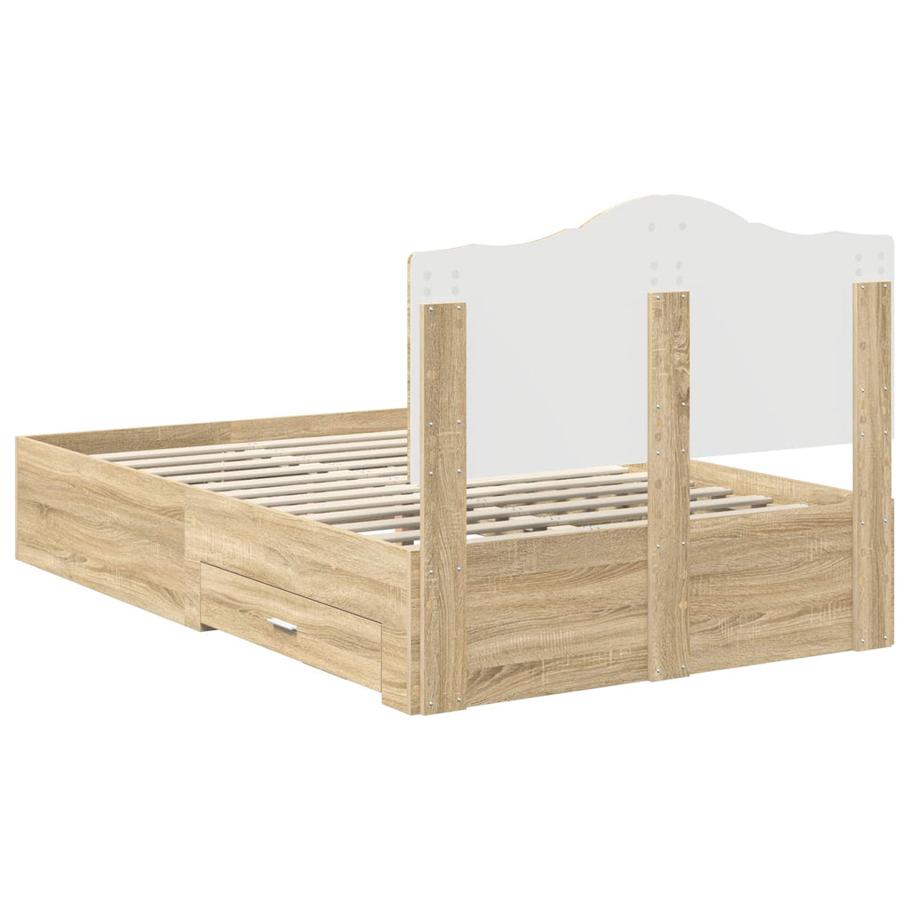vidaXL Ramka łóżka Dąb Sonoma 120 x 200 cm Materiał drewnopochodny