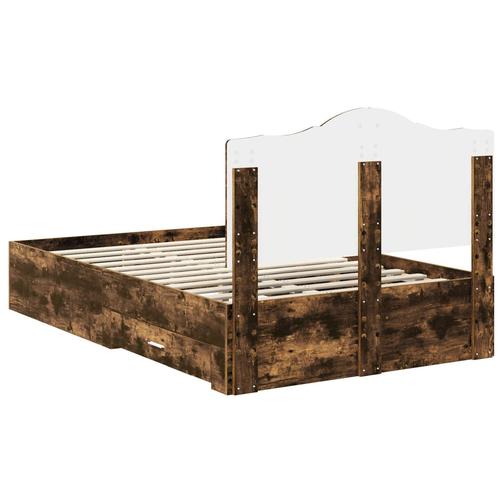 vidaXL Ramka łóżka Dąb wędzony 120 x 190 cm Materiał drewnopochodny