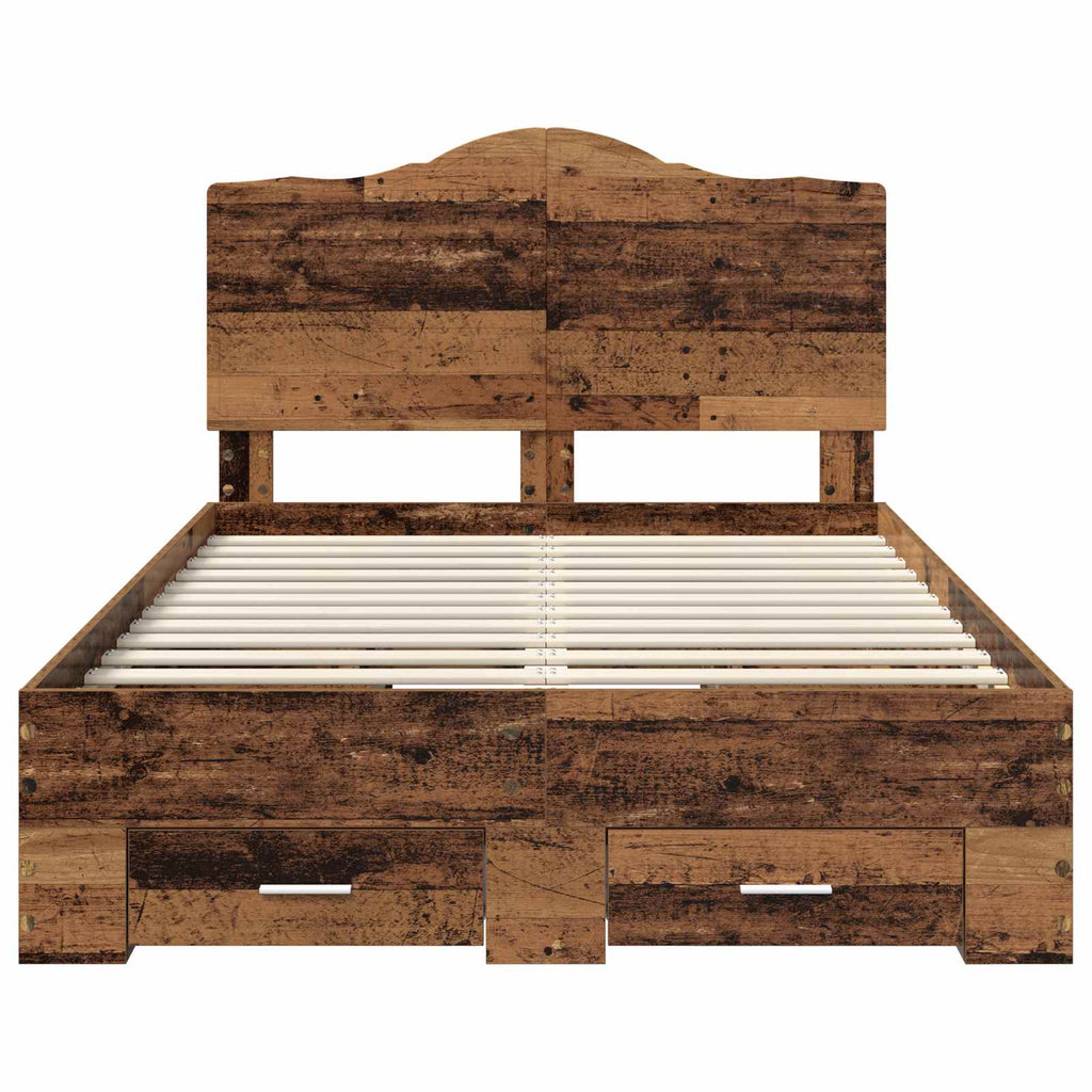 vidaXL Ramka łóżka Stare drewno 120 x 190 cm Materiał drewnopochodny