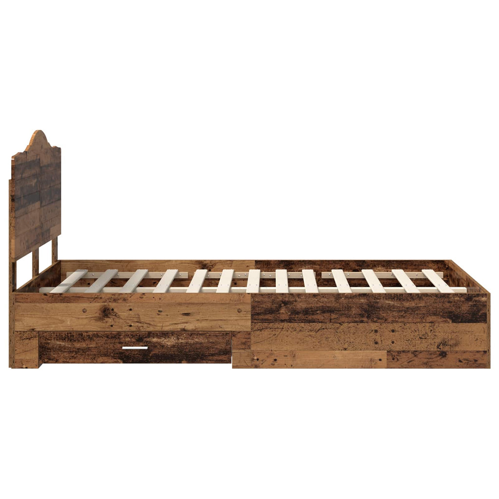 vidaXL Ramka łóżka Stare drewno 120 x 190 cm Materiał drewnopochodny