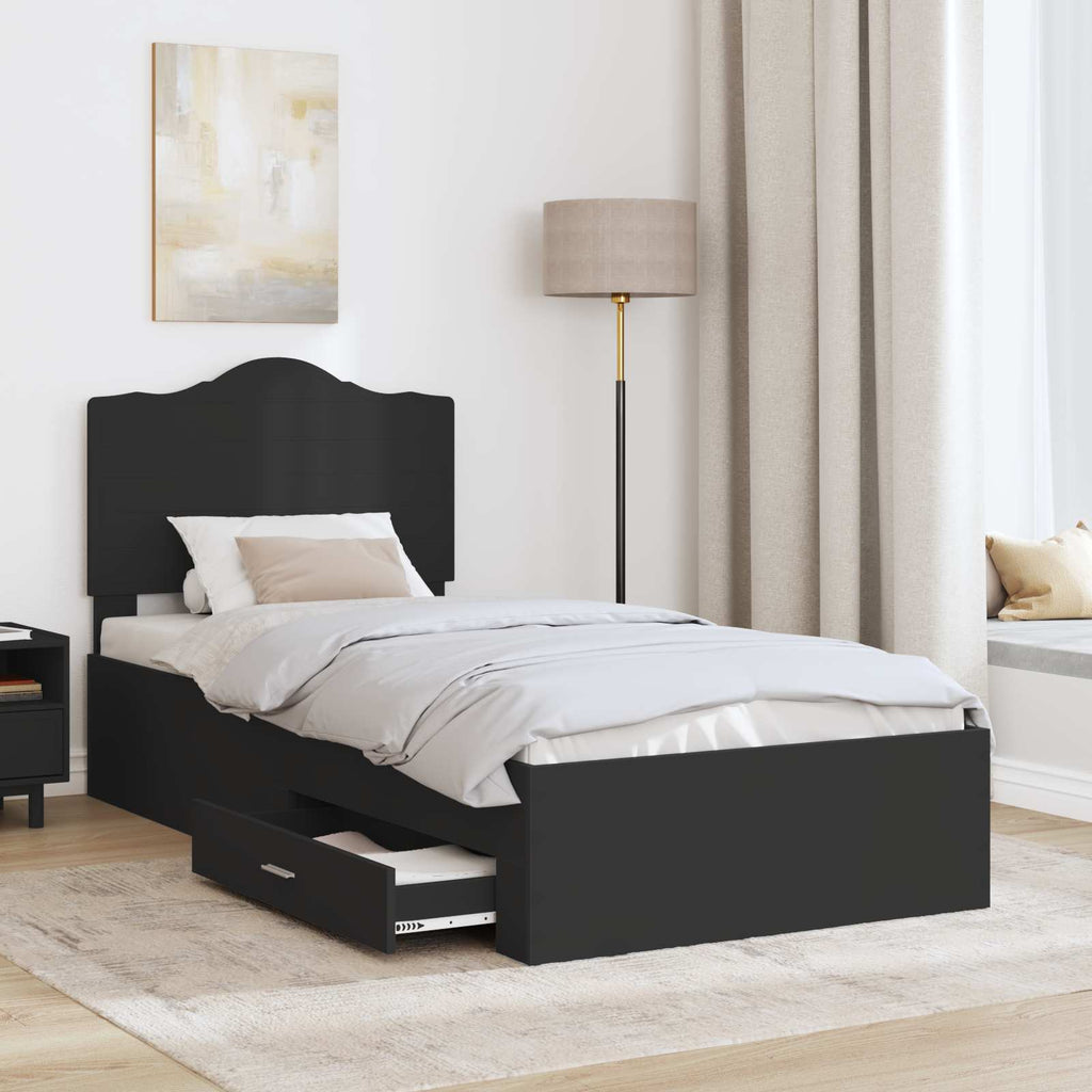 vidaXL Ramka łóżka Czarny 100 x 200 cm Materiał drewnopochodny