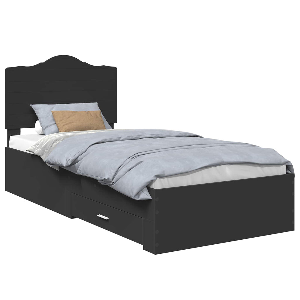 vidaXL Ramka łóżka Czarny 100 x 200 cm Materiał drewnopochodny