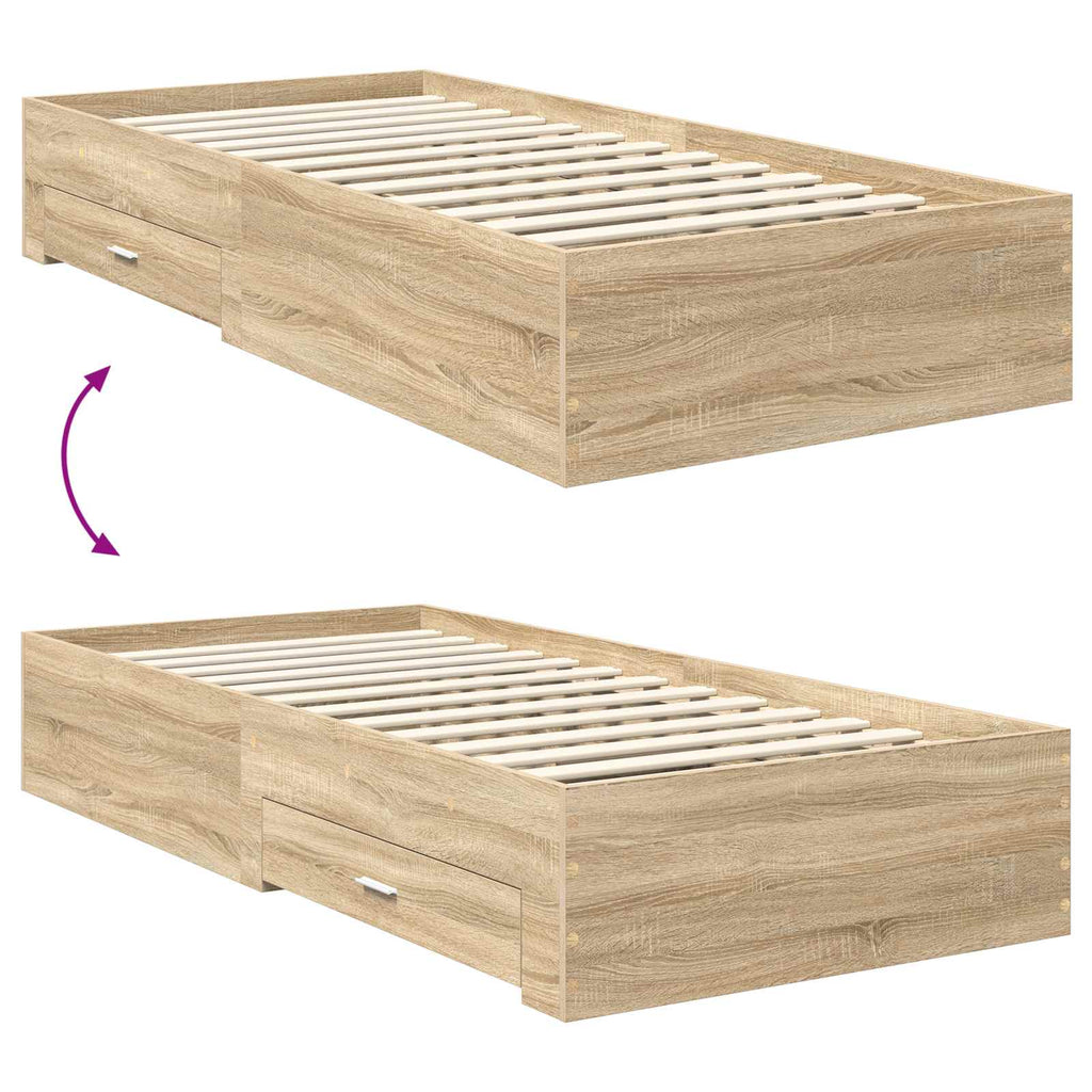 vidaXL Ramka łóżka Dąb Sonoma 100 x 200 cm Materiał drewnopochodny