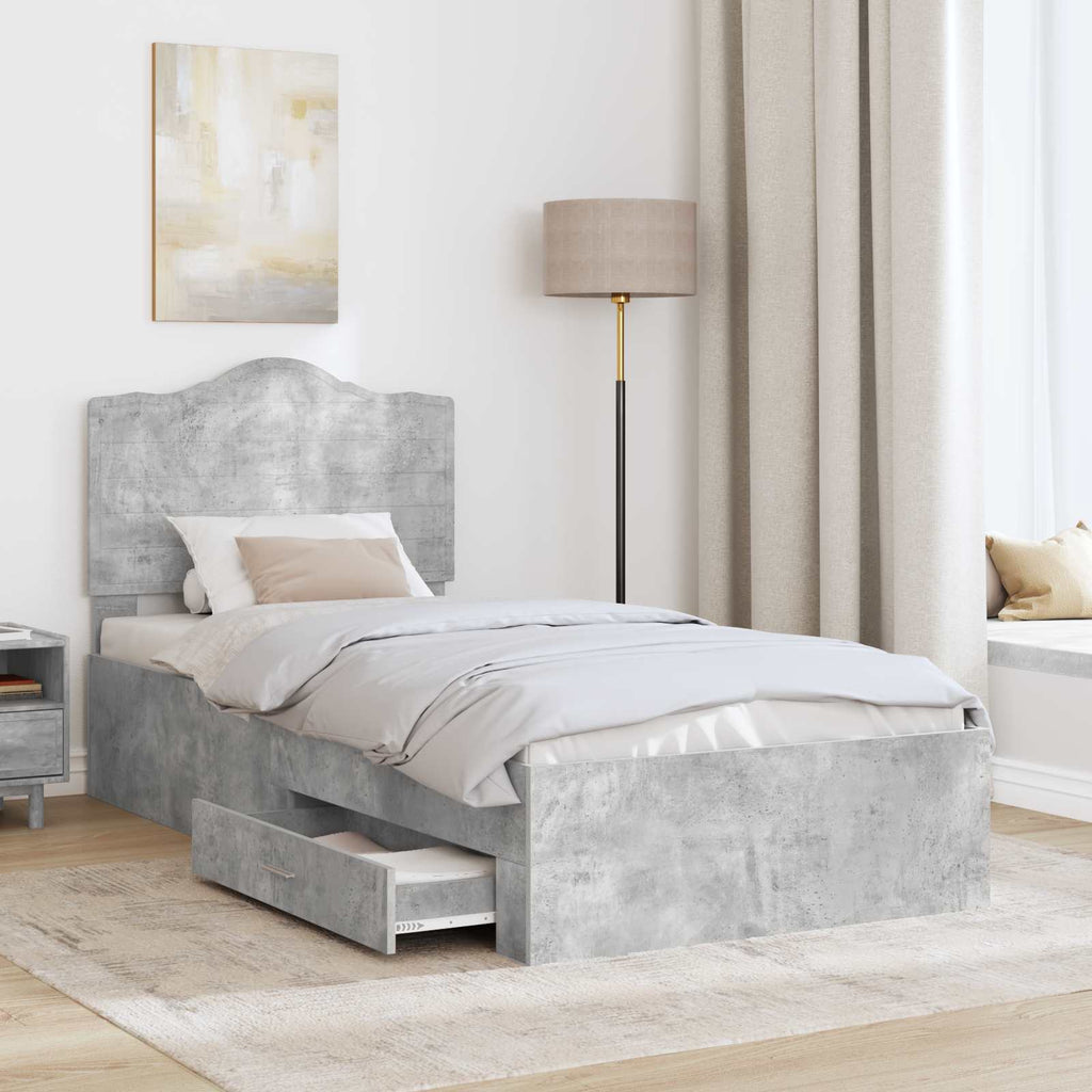 vidaXL Ramka łóżka Betonowy szary 100 x 200 cm Materiał drewnopochodny
