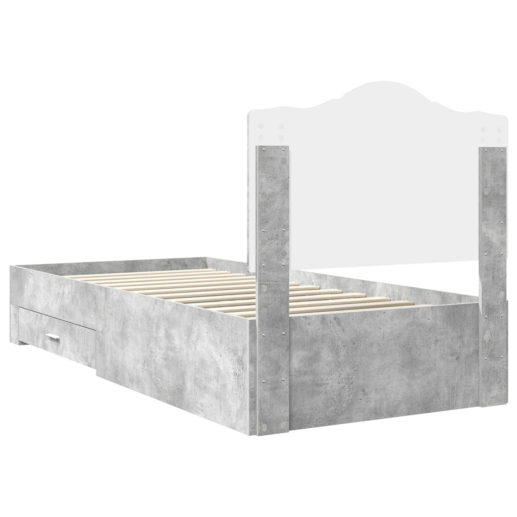 vidaXL Ramka łóżka Betonowy szary 100 x 200 cm Materiał drewnopochodny