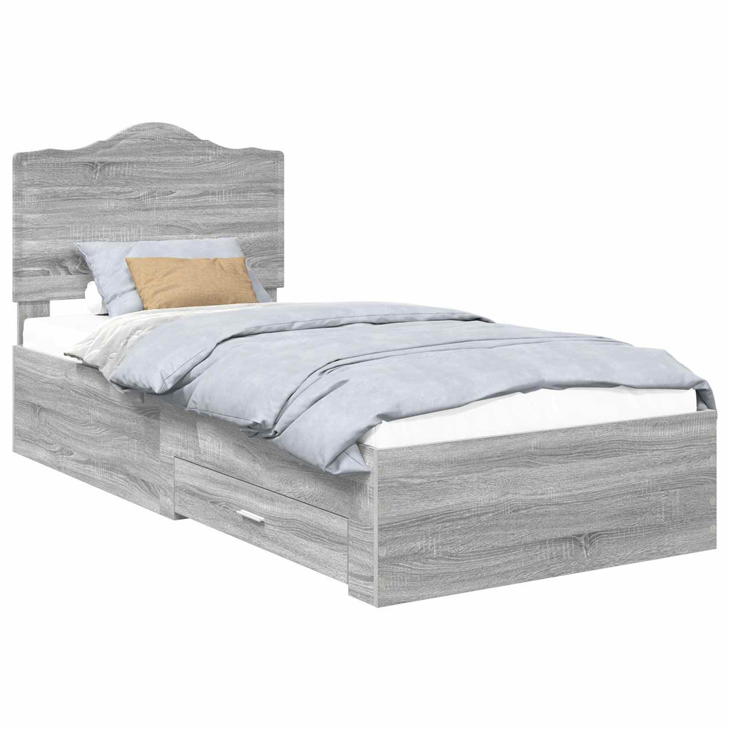 vidaXL Ramka łóżka Szary Sonoma 100 x 200 cm Materiał drewnopochodny