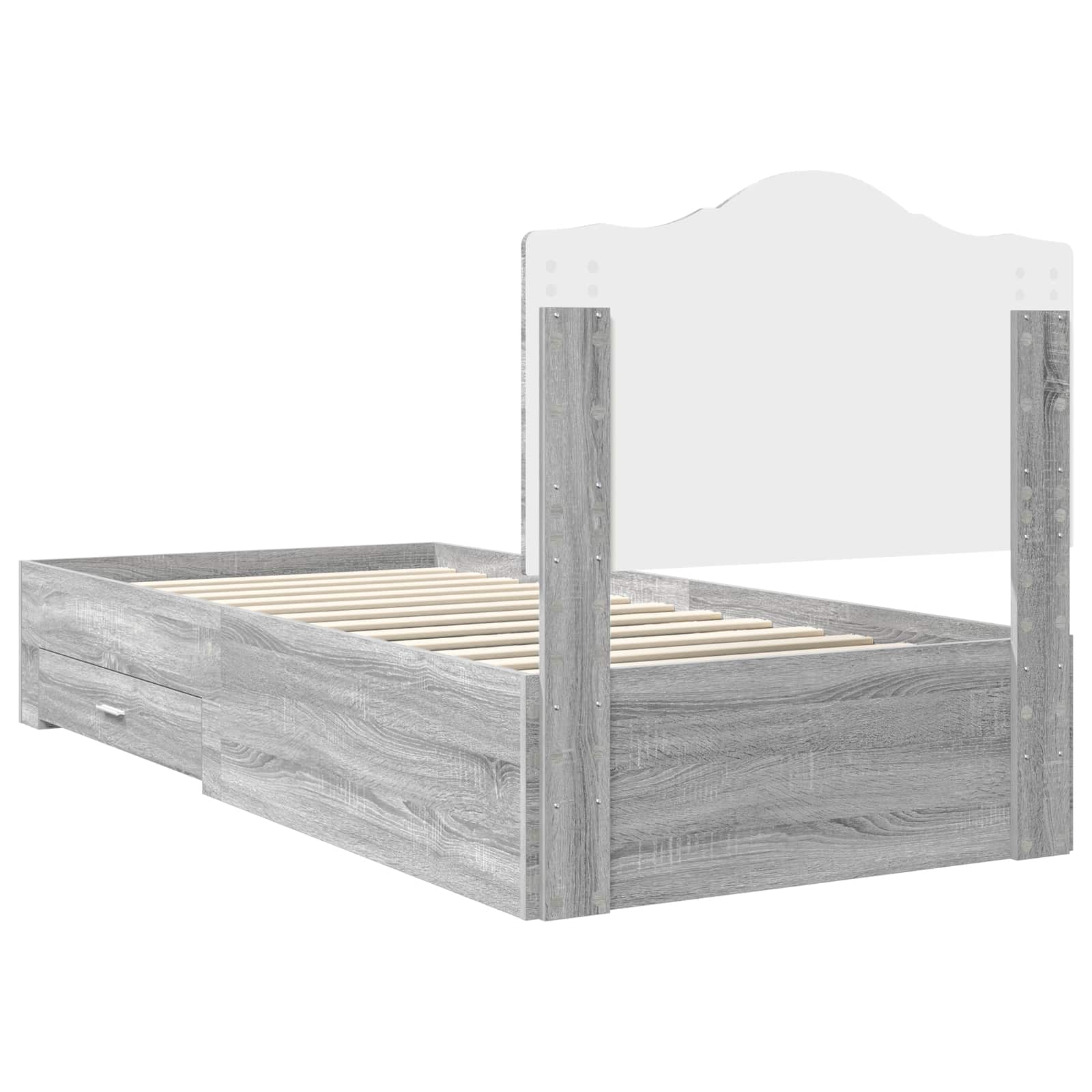 vidaXL Ramka łóżka Szary Sonoma 100 x 200 cm Materiał drewnopochodny