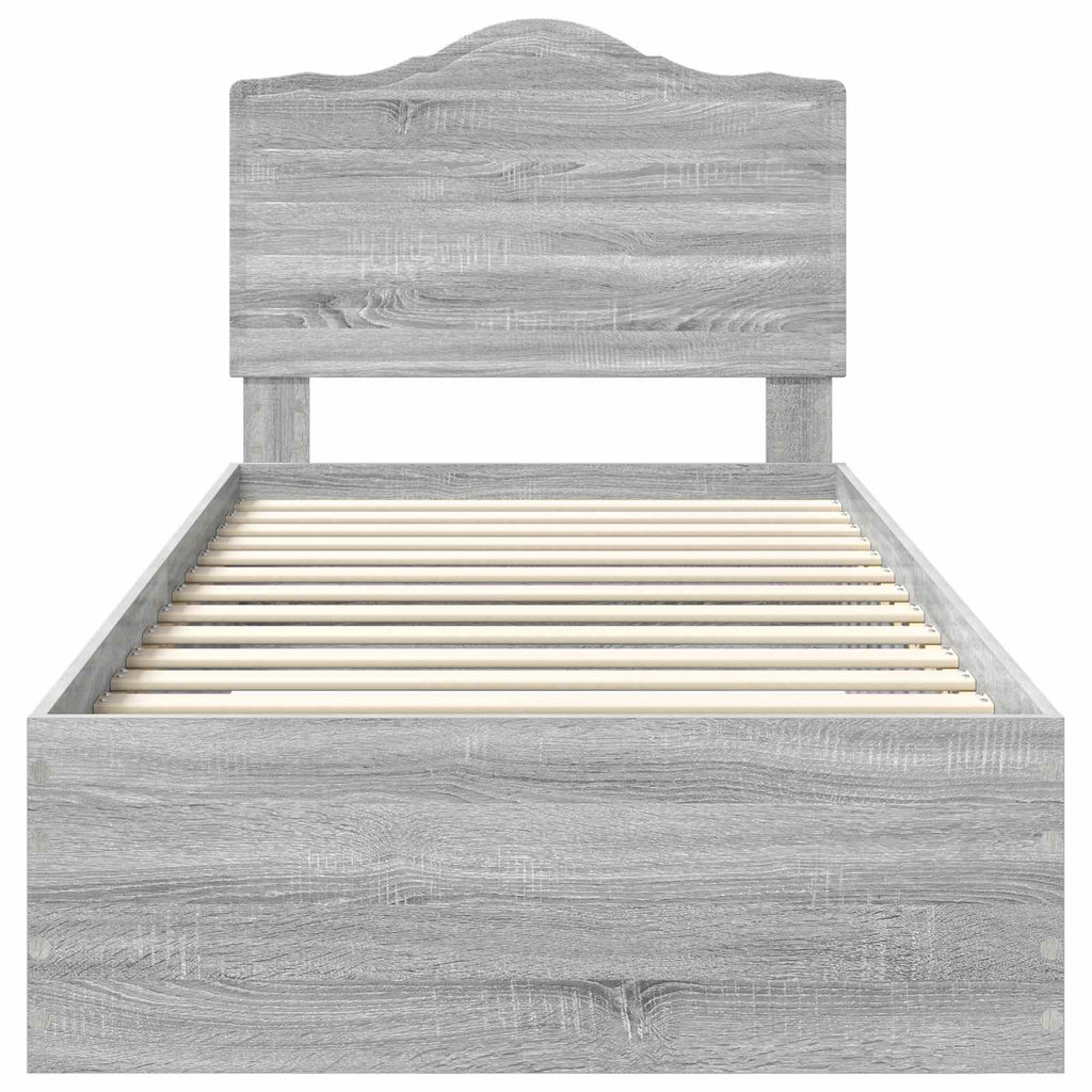 vidaXL Ramka łóżka Szary Sonoma 100 x 200 cm Materiał drewnopochodny