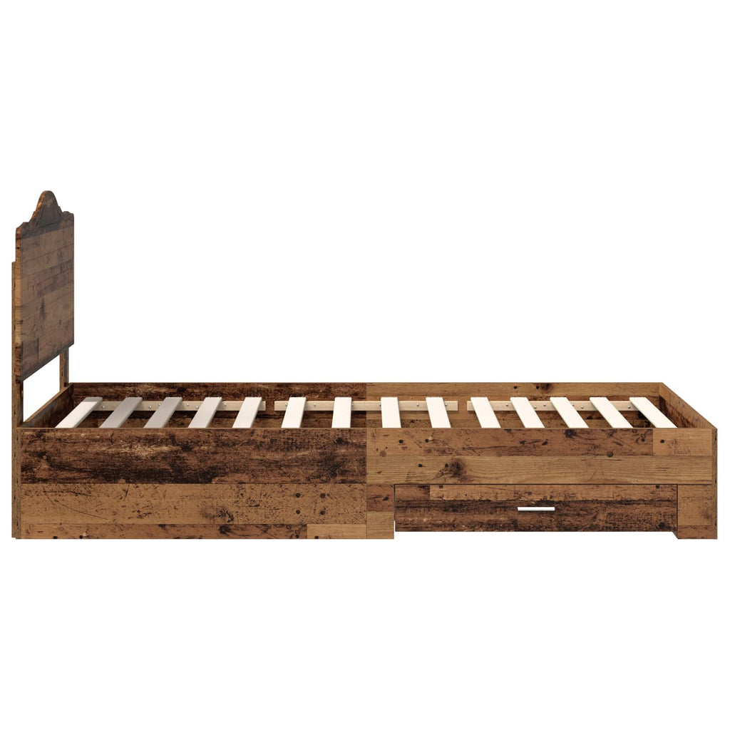 vidaXL Ramka łóżka Stare drewno 100 x 200 cm Materiał drewnopochodny