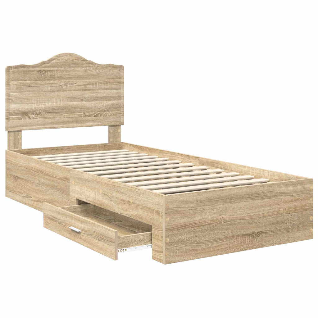vidaXL Ramka łóżka Dąb Sonoma 90 x 200 cm Materiał drewnopochodny