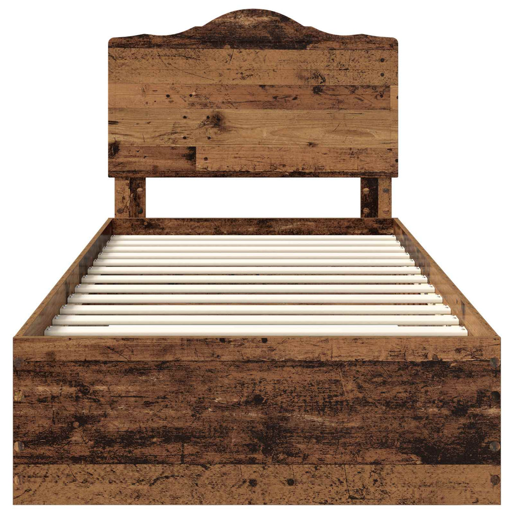 vidaXL Ramka łóżka Stare drewno 90 x 200 cm Materiał drewnopochodny