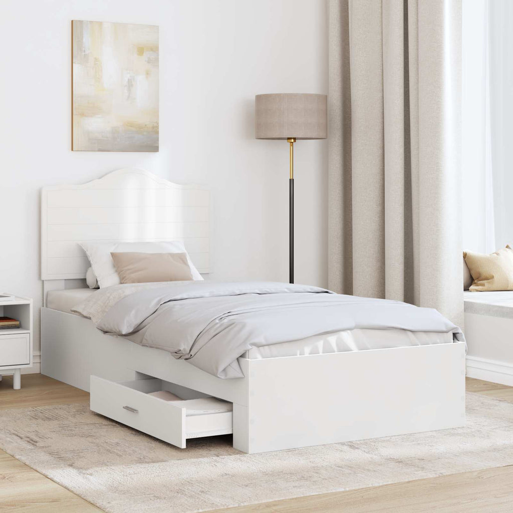 vidaXL Ramka łóżka Biały 90 x 190 cm Materiał drewnopochodny