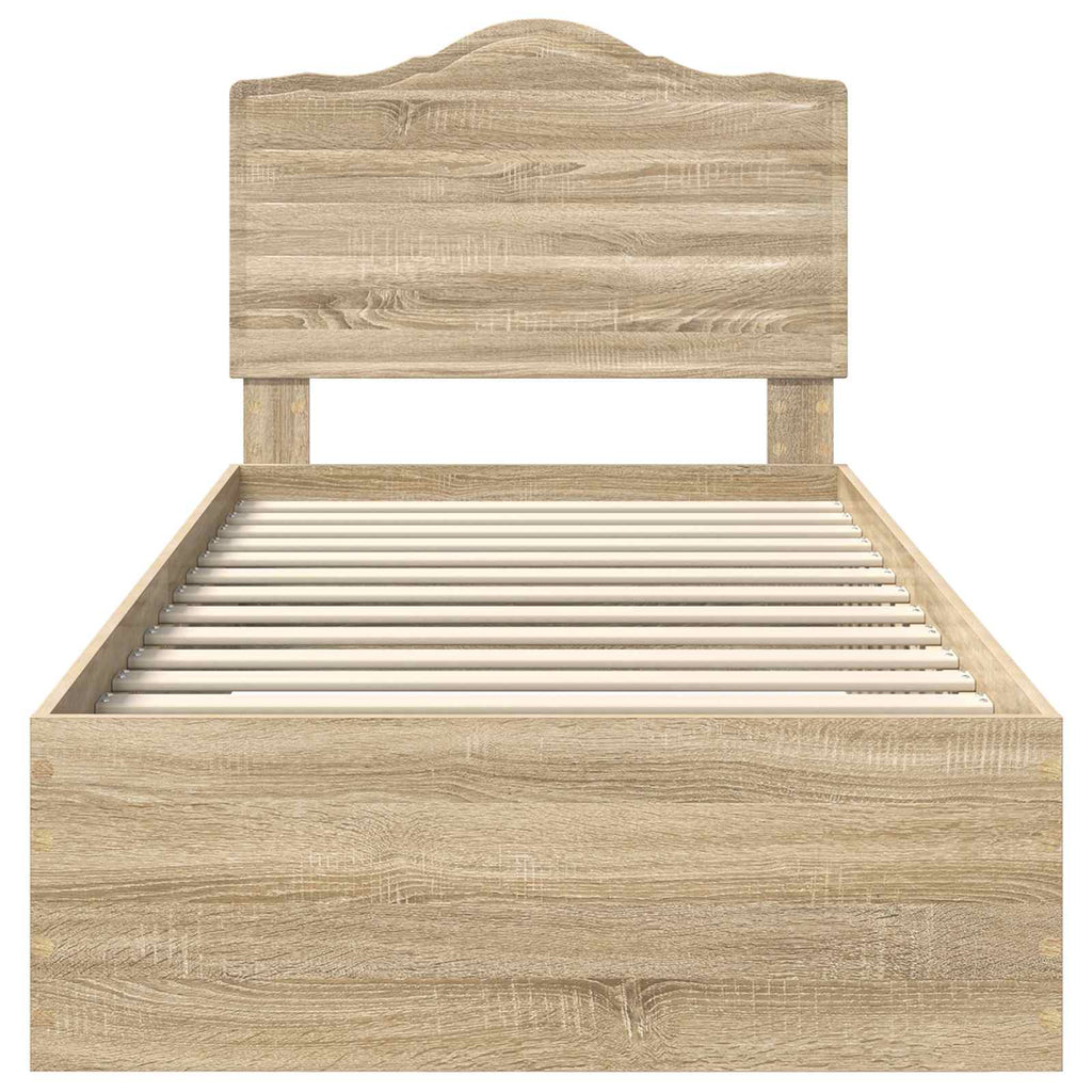 vidaXL Ramka łóżka Dąb Sonoma 90 x 190 cm Materiał drewnopochodny