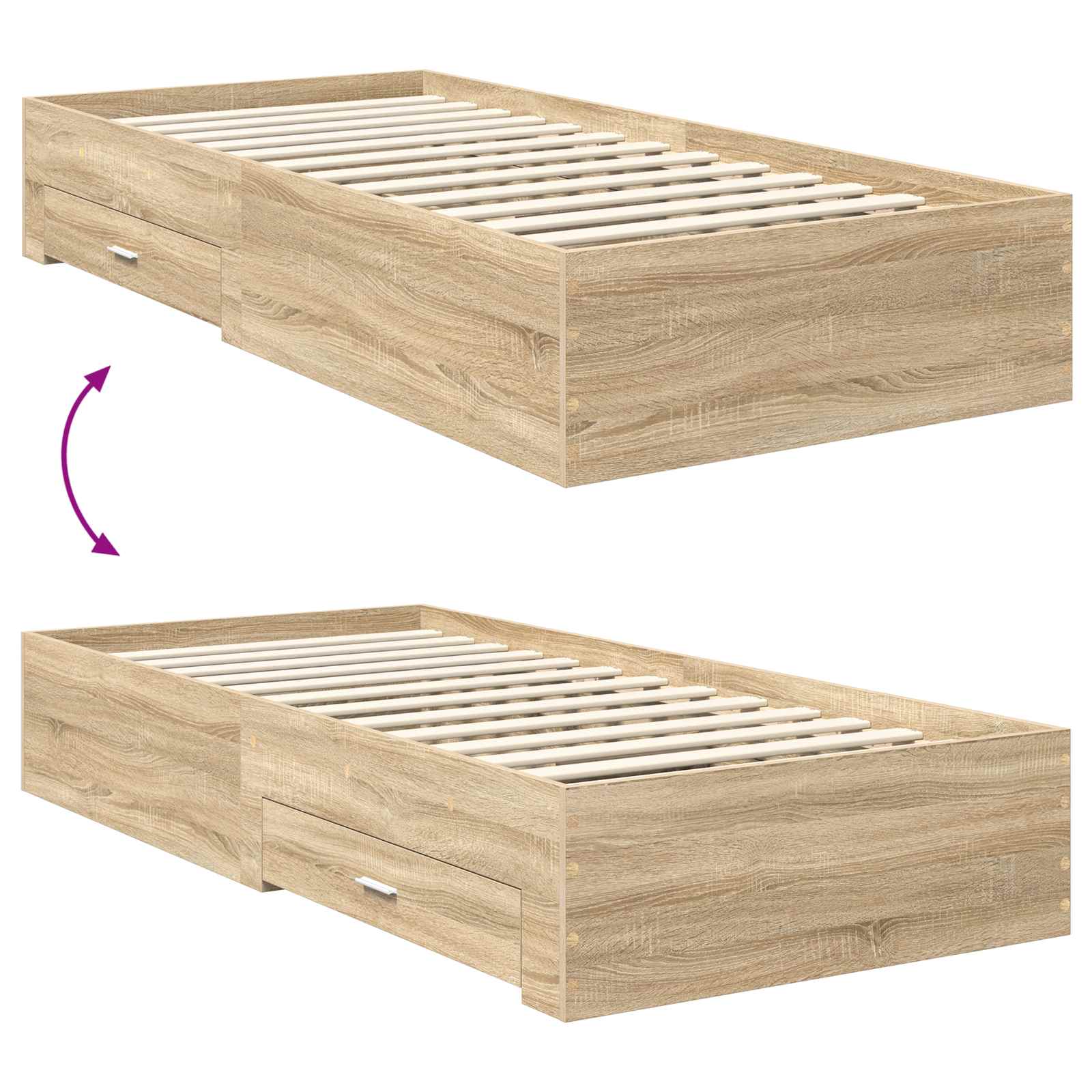 vidaXL Ramka łóżka Dąb Sonoma 90 x 190 cm Materiał drewnopochodny