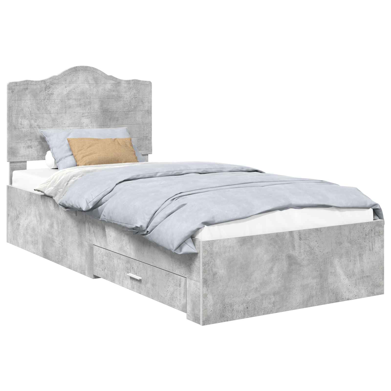 vidaXL Ramka łóżka Betonowy szary 90 x 190 cm Materiał drewnopochodny