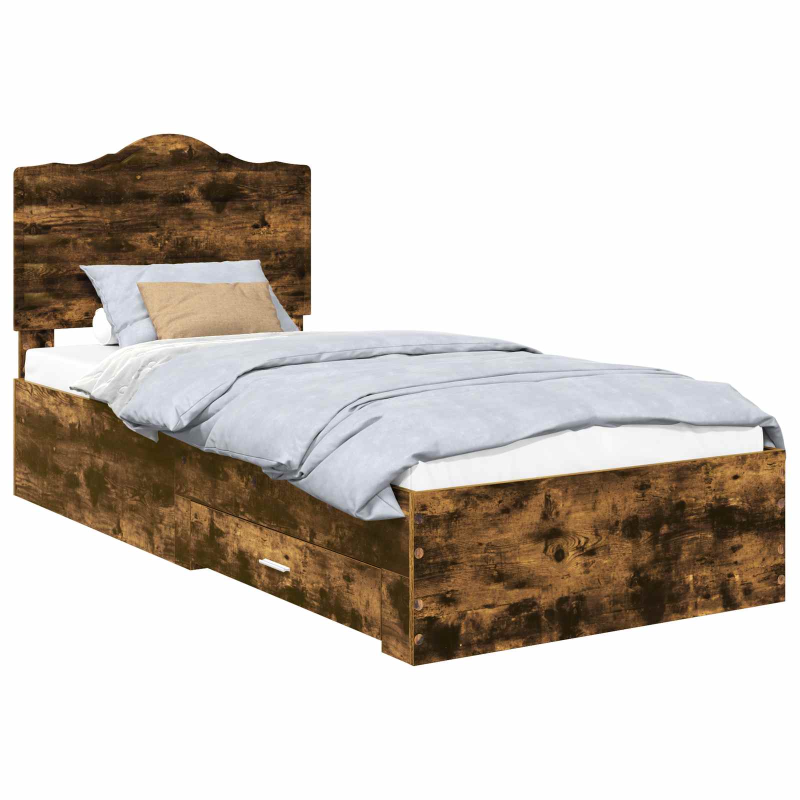 vidaXL Ramka łóżka Dąb wędzony 90 x 190 cm Materiał drewnopochodny