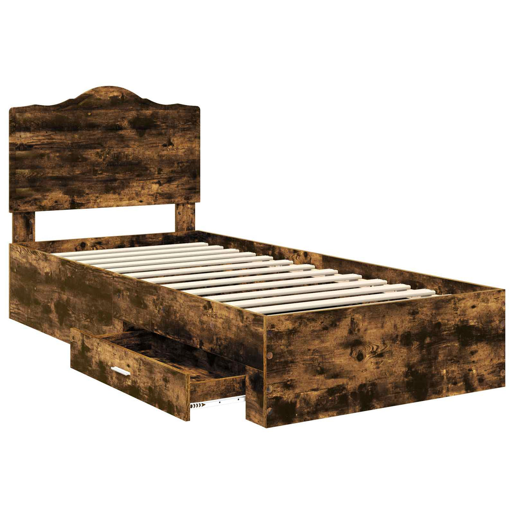 vidaXL Ramka łóżka Dąb wędzony 90 x 190 cm Materiał drewnopochodny