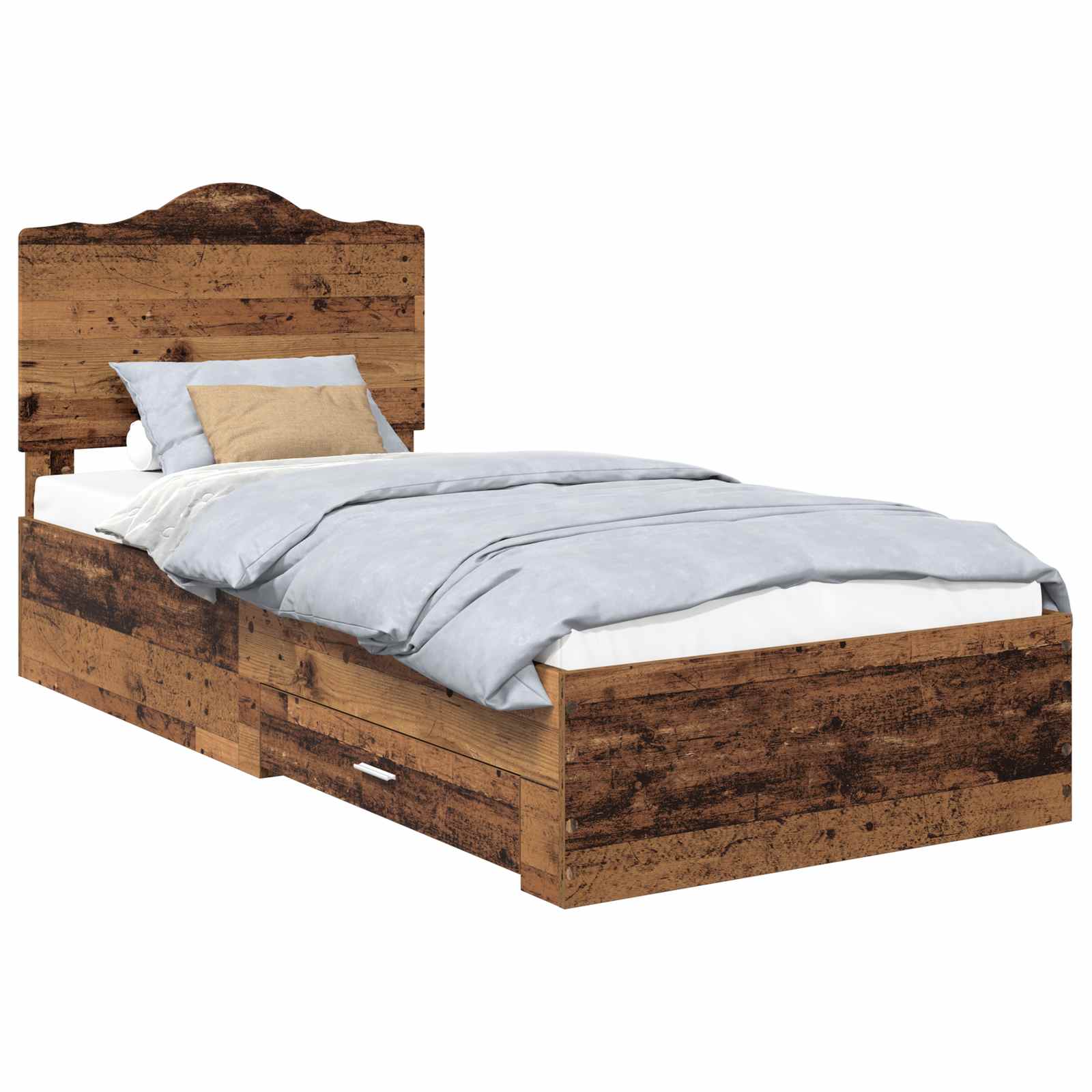 vidaXL Ramka łóżka Stare drewno 90 x 190 cm Materiał drewnopochodny