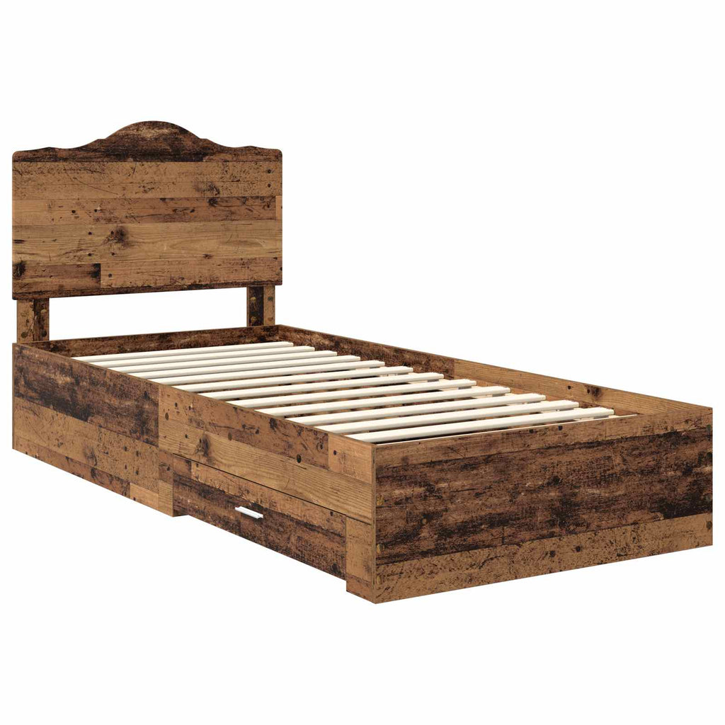 vidaXL Ramka łóżka Stare drewno 90 x 190 cm Materiał drewnopochodny