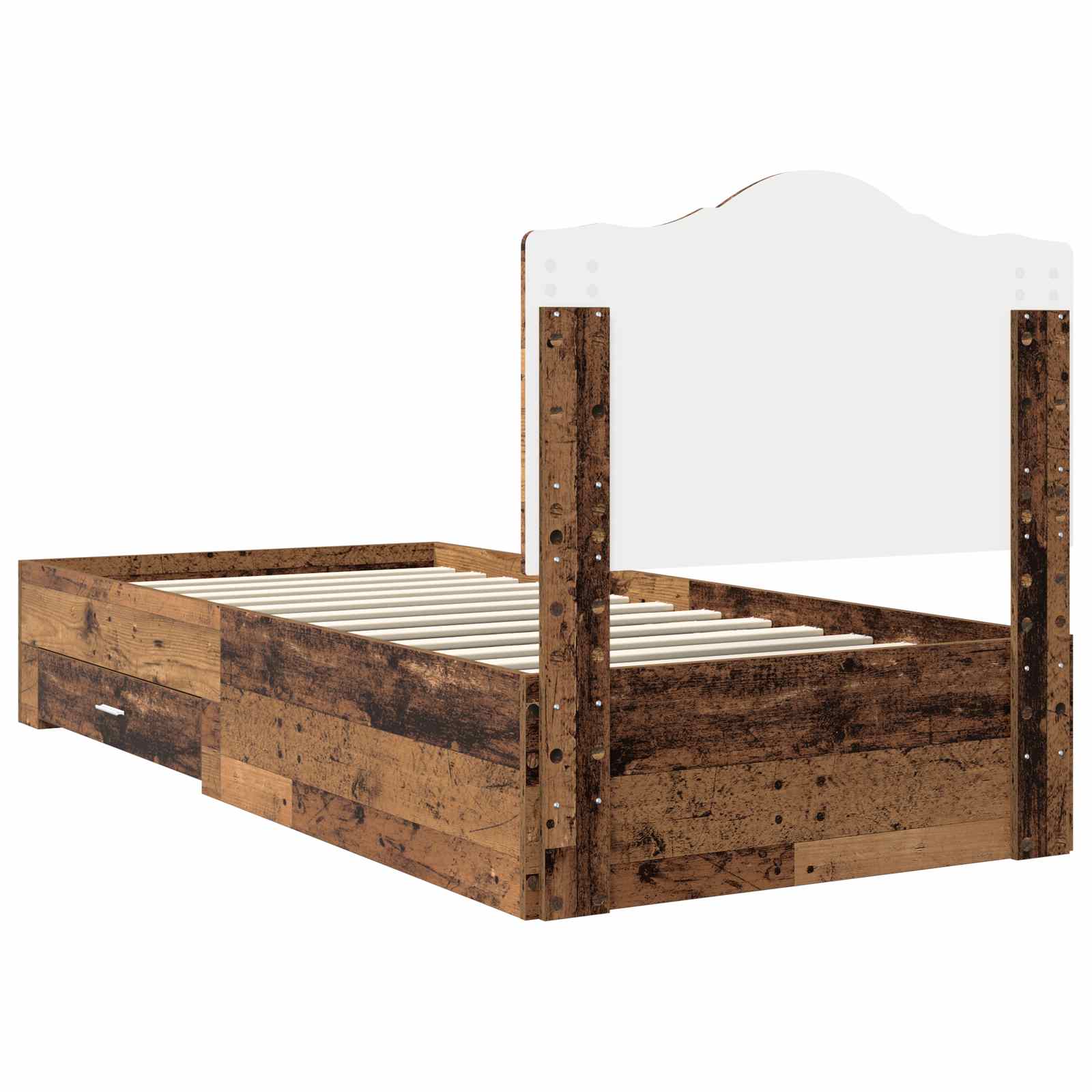 vidaXL Ramka łóżka Stare drewno 90 x 190 cm Materiał drewnopochodny