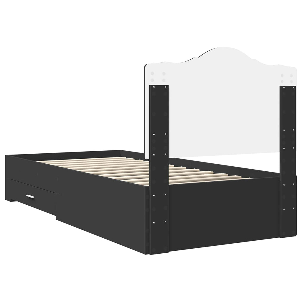 vidaXL Ramka łóżka Czarny 70 x 190 cm Materiał drewnopochodny
