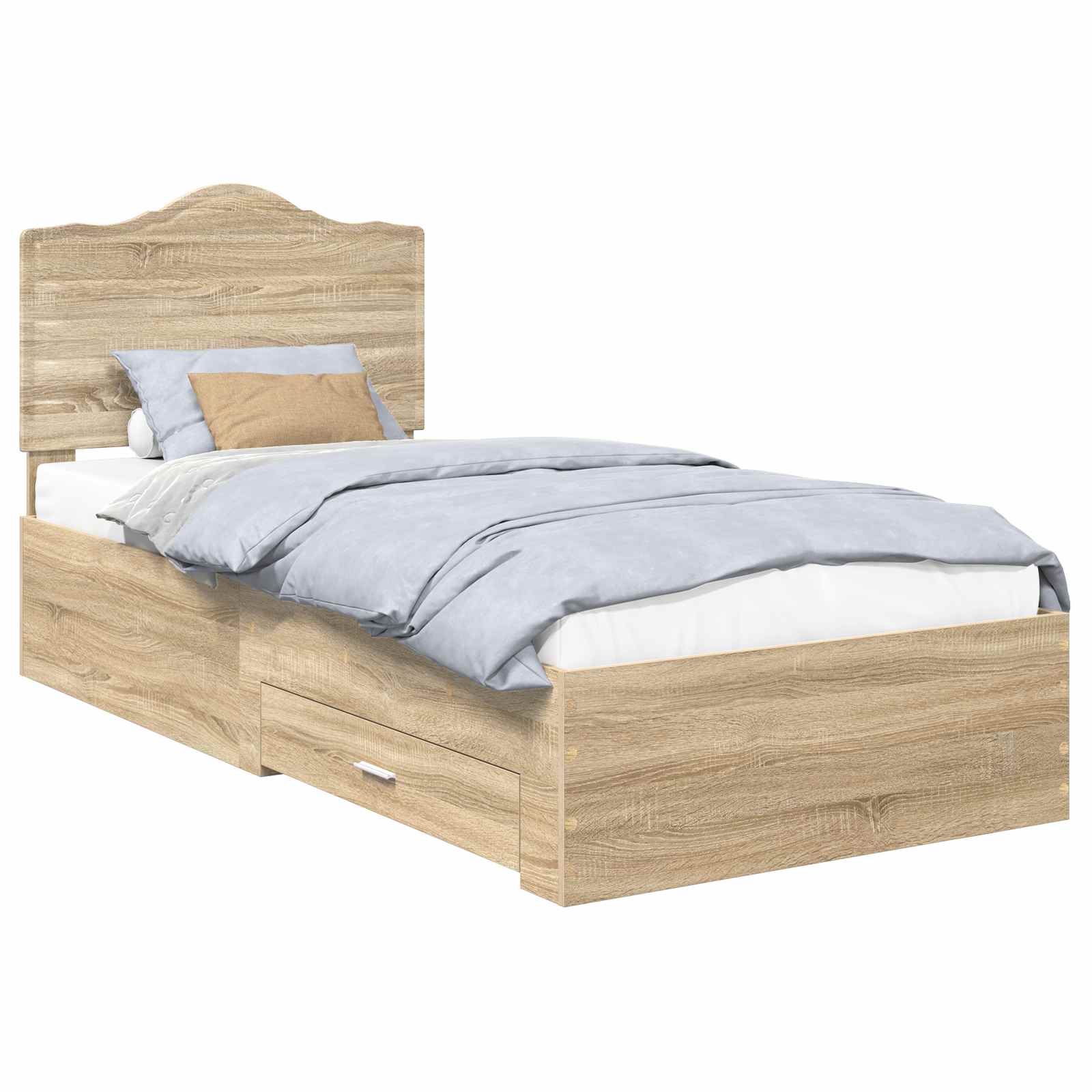 vidaXL Ramka łóżka Dąb Sonoma 70 x 190 cm Materiał drewnopochodny