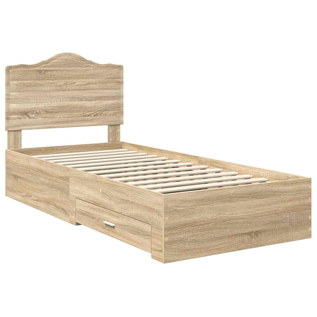 vidaXL Ramka łóżka Dąb Sonoma 70 x 190 cm Materiał drewnopochodny