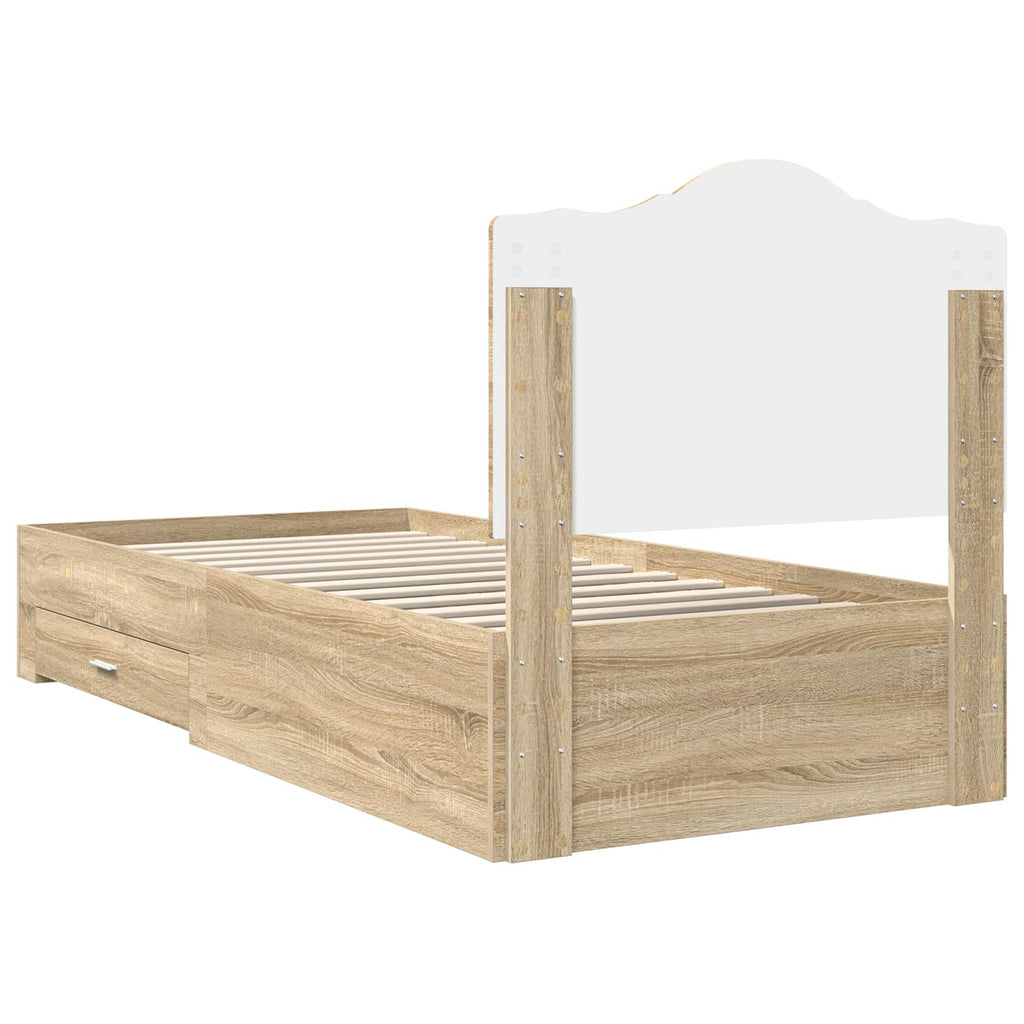 vidaXL Ramka łóżka Dąb Sonoma 70 x 190 cm Materiał drewnopochodny