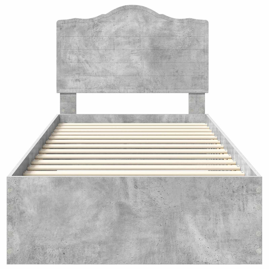 vidaXL Ramka łóżka Betonowy szary 70 x 190 cm Materiał drewnopochodny