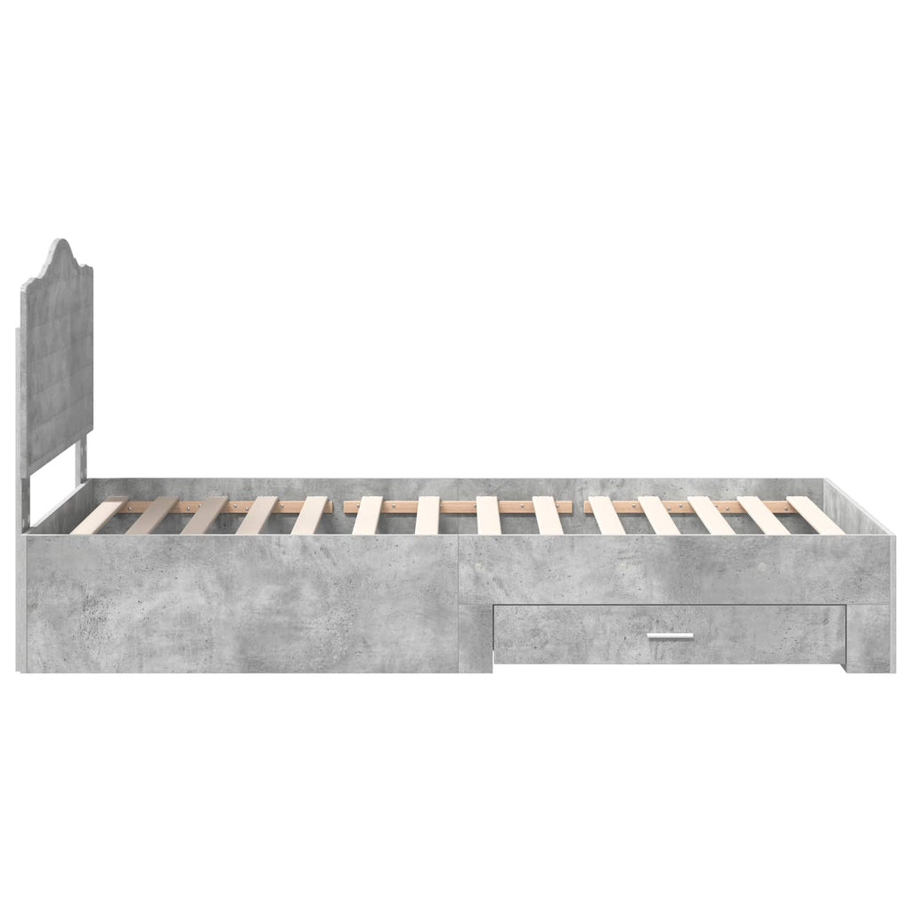 vidaXL Ramka łóżka Betonowy szary 70 x 190 cm Materiał drewnopochodny