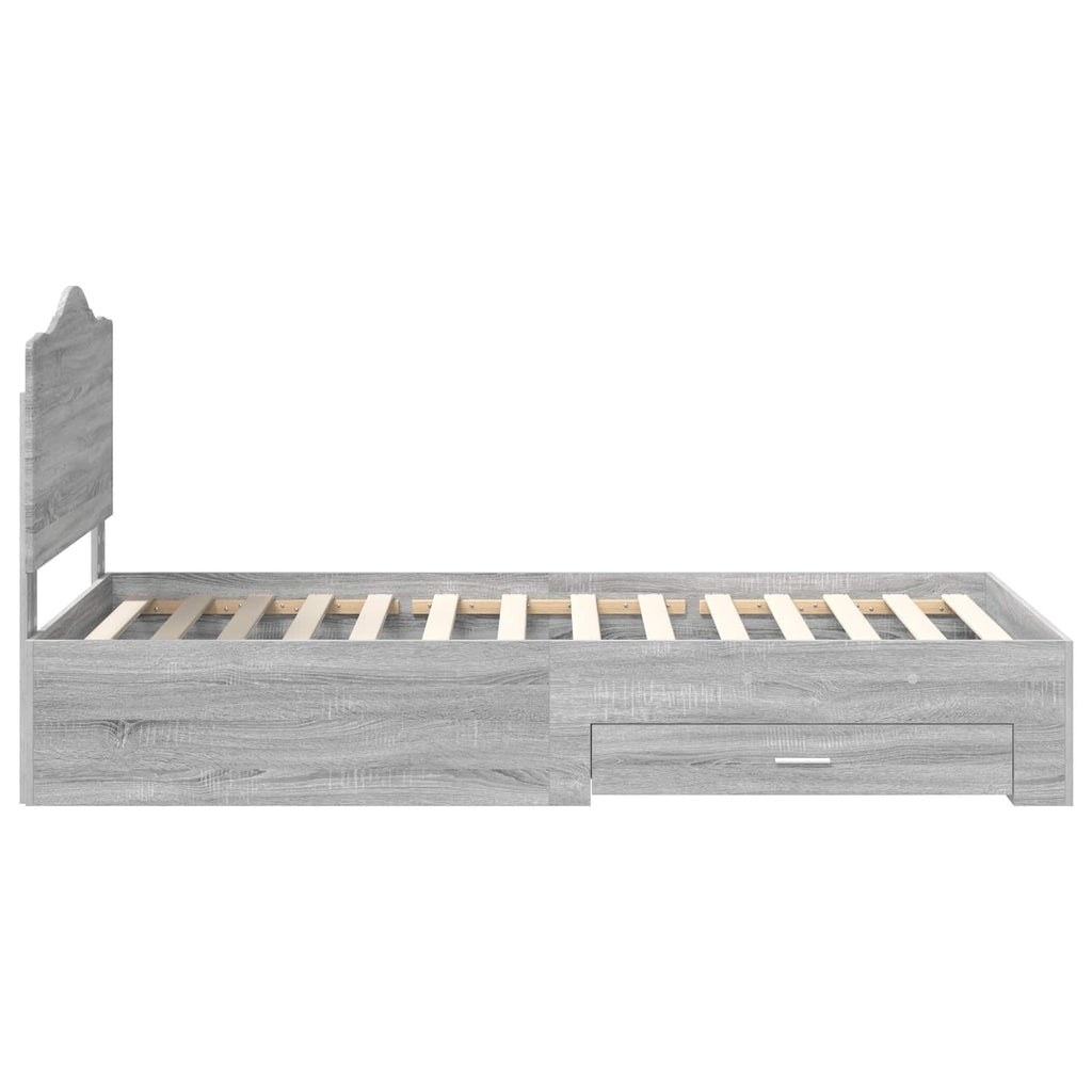 vidaXL Ramka łóżka Szary Sonoma 75 x 190 cm Materiał drewnopochodny