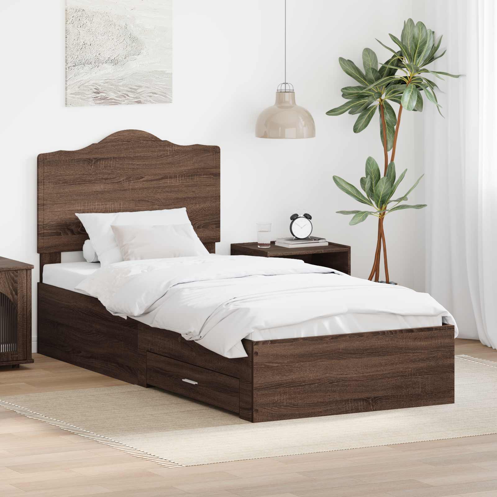vidaXL Ramka łóżka Brązowy dąb 70 x 190 cm Materiał drewnopochodny