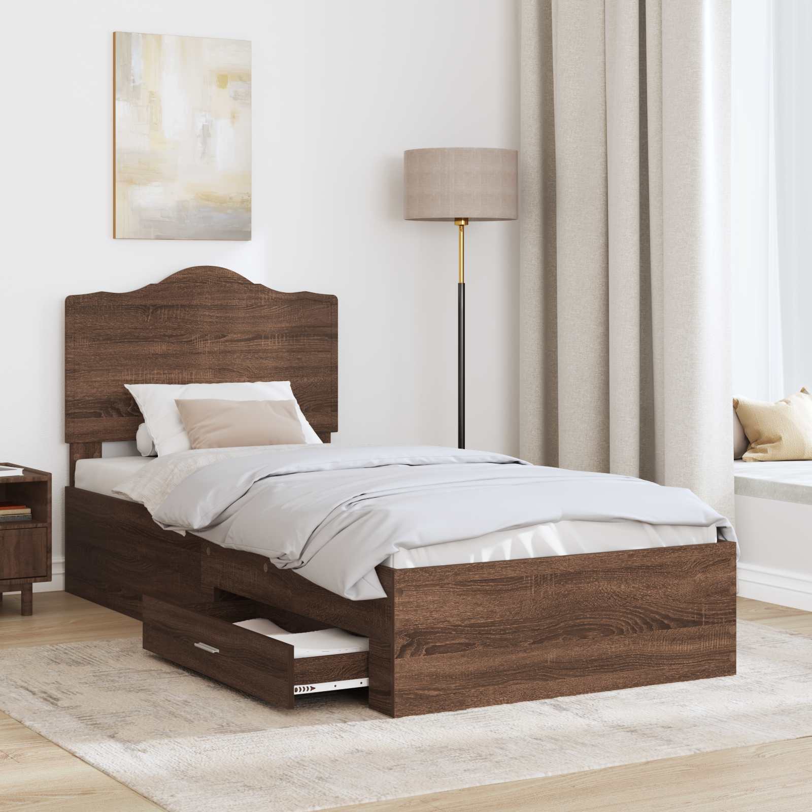 vidaXL Ramka łóżka Brązowy dąb 70 x 190 cm Materiał drewnopochodny