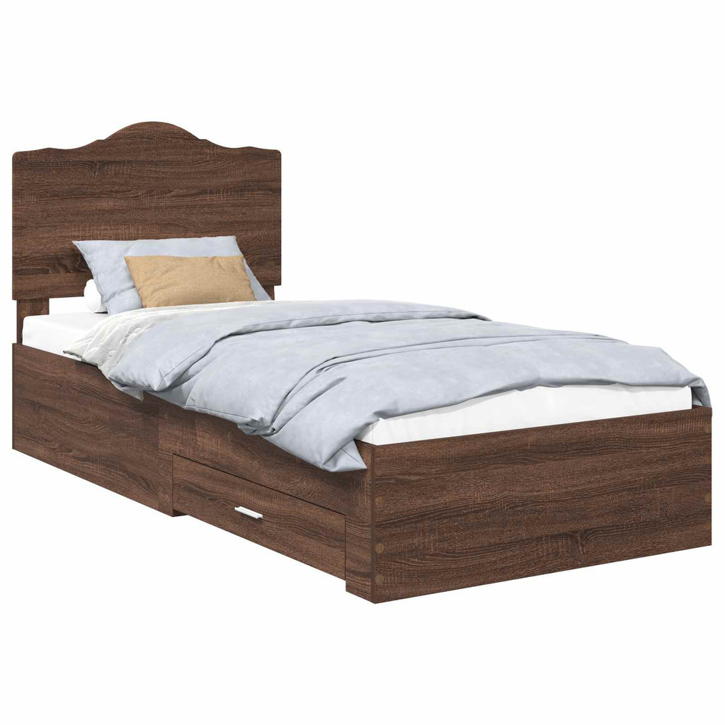 vidaXL Ramka łóżka Brązowy dąb 70 x 190 cm Materiał drewnopochodny