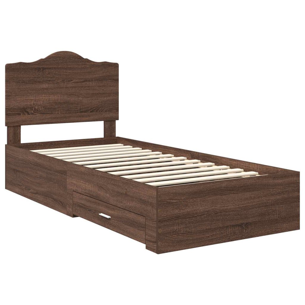 vidaXL Ramka łóżka Brązowy dąb 70 x 190 cm Materiał drewnopochodny